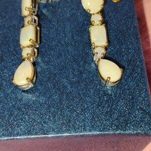 Australian opal dangling earrings in sterling silver